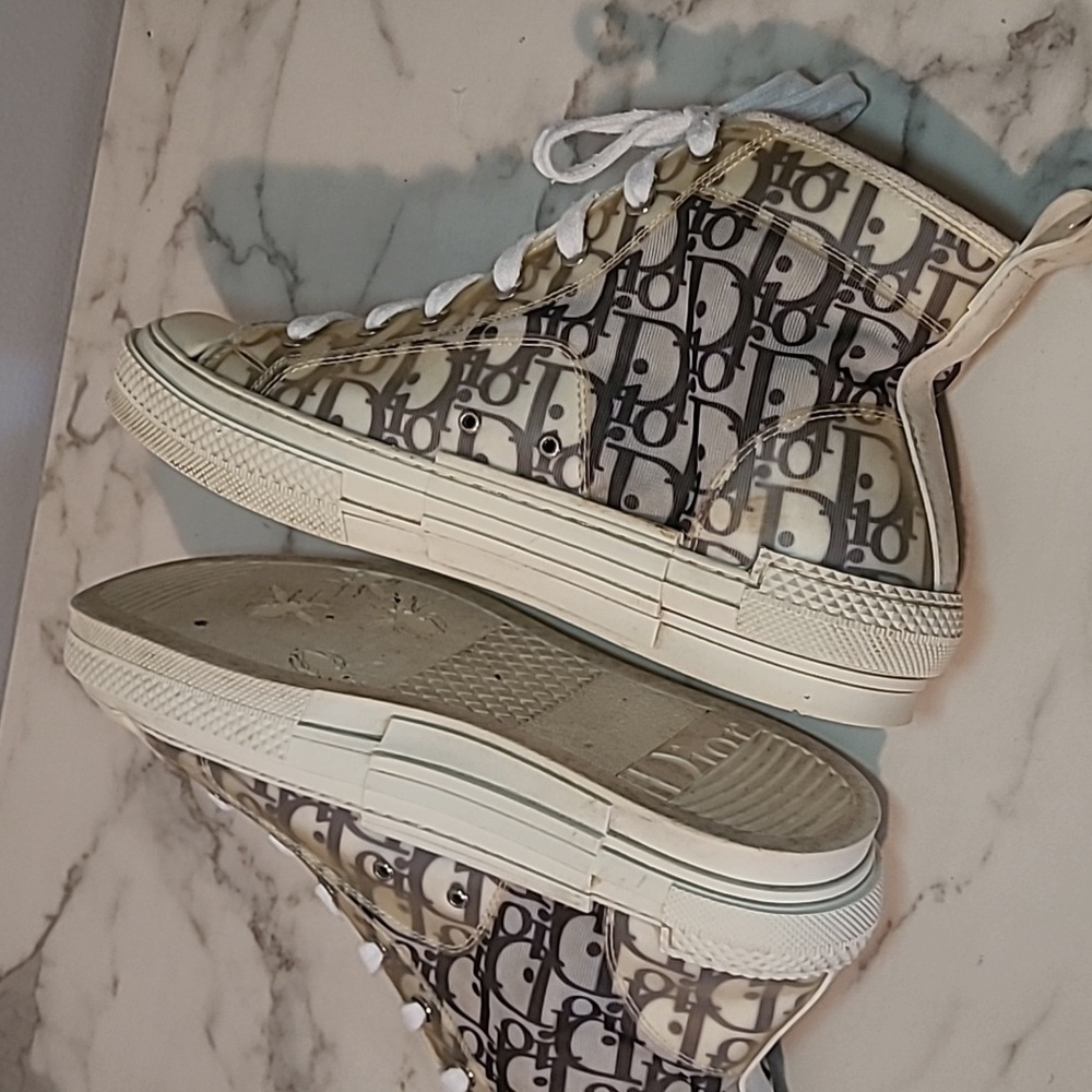 Christian Dior B23 League HighTop Oblique Patchwork White Black Sneakers Mens 7 - Picture 8 of 16